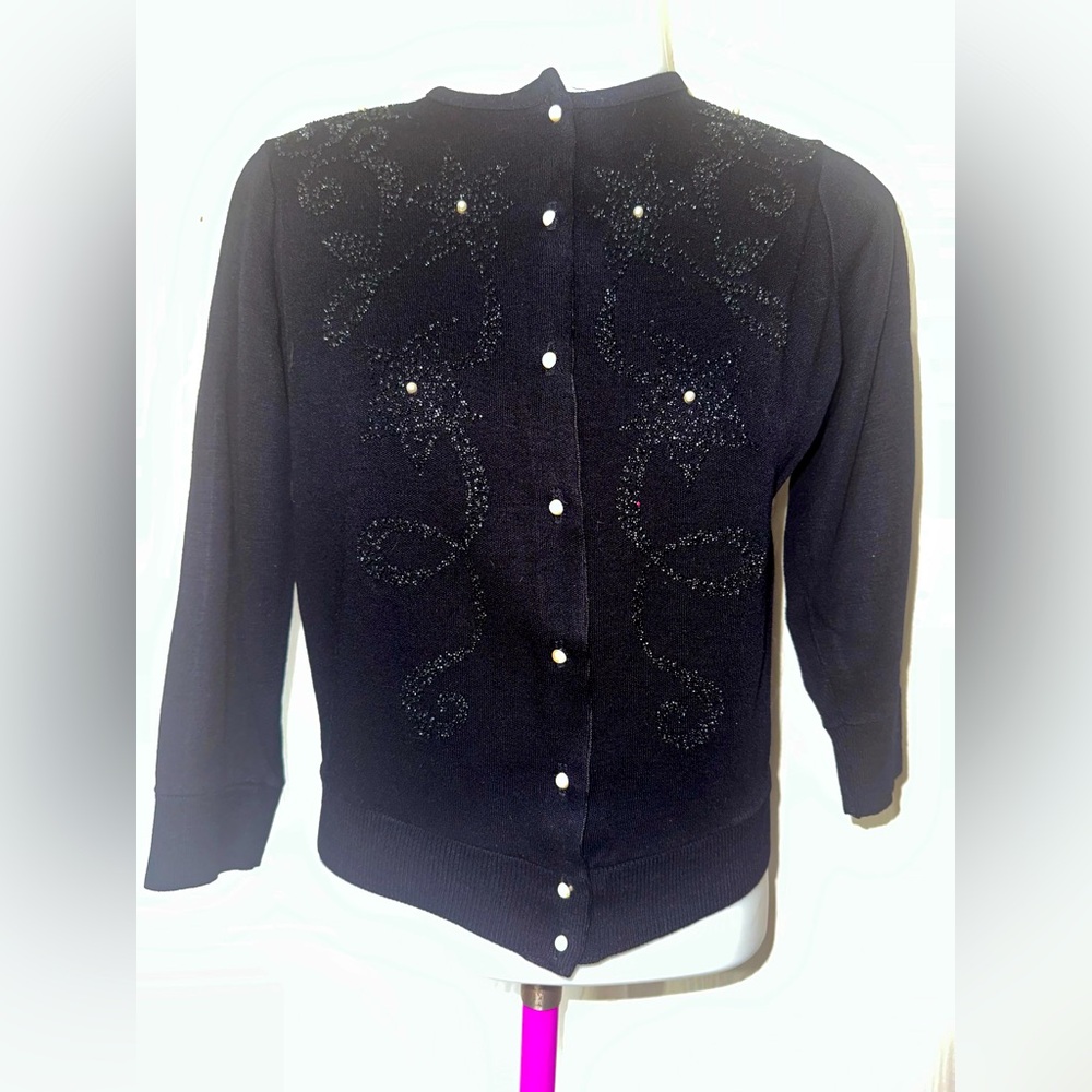 Vintage Kitty Hawk Sweater Womens Large Black Lambswool Elegant Soft Small